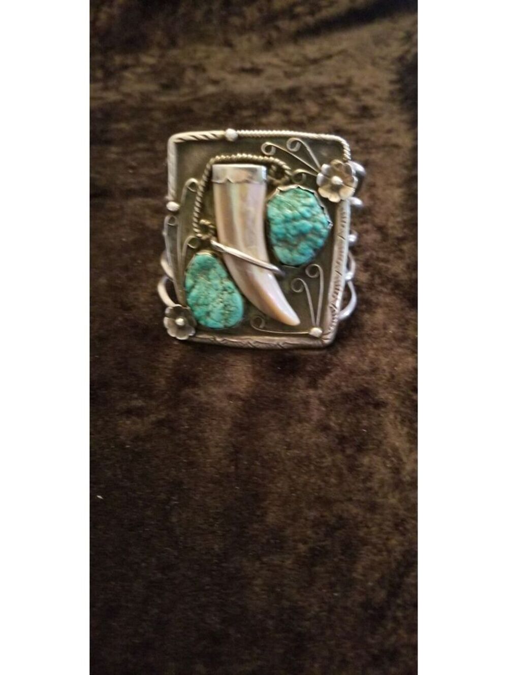 BMc Signed VTG Southwest Style 925 Shadowbox Cuff